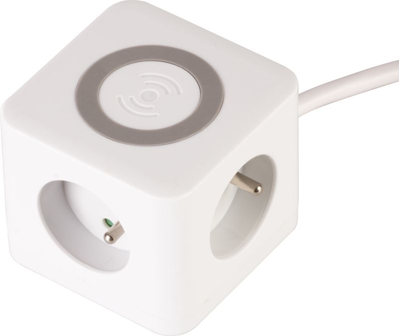Gniazdo Strend Pro, kostka przedłużająca, USB A+C, ładowanie bezprzewodowe, 1,4 m