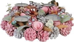 MagicHome Weihnachtskranz, Natur, Rosa, Advent, 30x8 cm