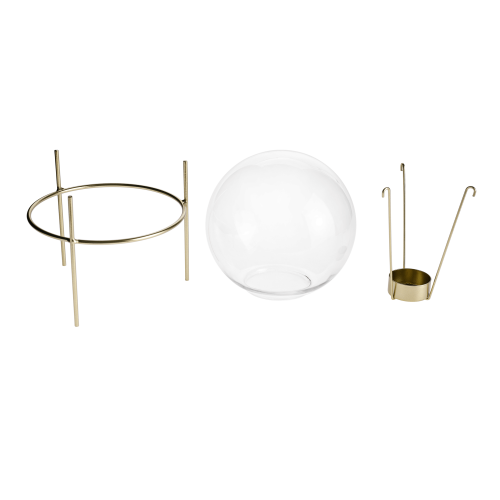Kerzenständer, 2er-Set, Gold, Glas/Metall, PORKO