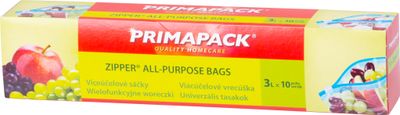 Sáček Primapack Zipper, sáček, víceúčelový, na potraviny, 3 lit., 10 ks