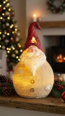 MagicHome Weihnachtsfigur, Weihnachtsmann rund mittel, LED, Polyresin, 3xAAA, 28,5 cm