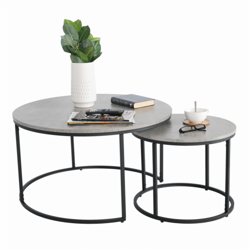 Konferenčne mize, set 2, beton/črna, IKLIN