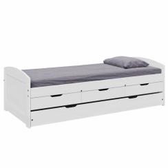 Bett mit ausziehbarem Zusatzbett, weiß, massiv, 90x200, MARINELLA NEU
