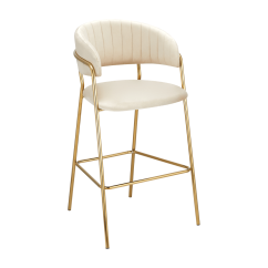 Designer Barhocker, beige Samtstoff/goldchrom, DASMIN TYP 2