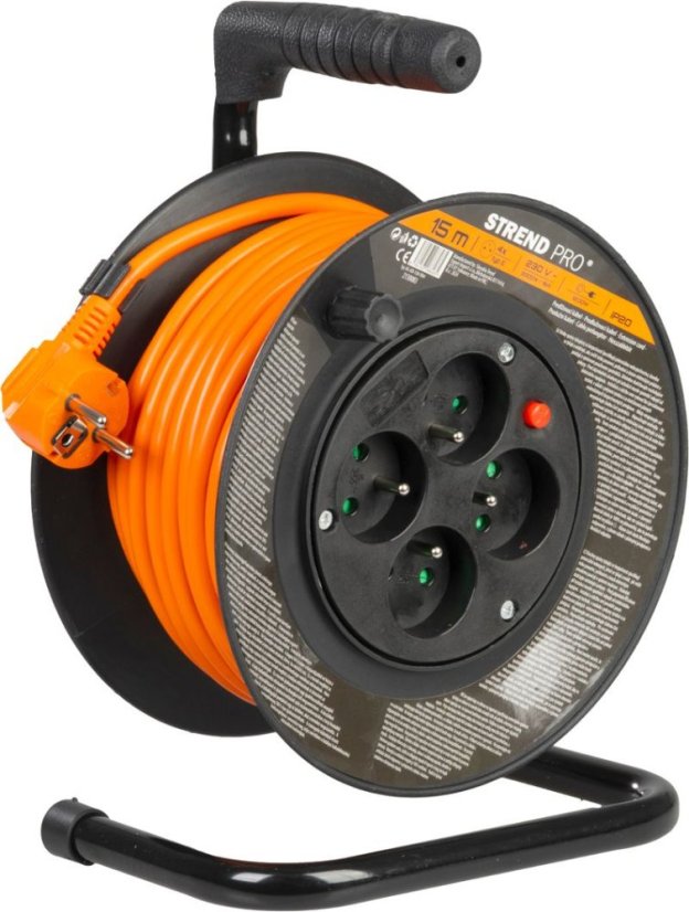 Strend Pro DG-FB04 Verlängerungskabel, L-15 m, auf einer Trommel, Querschnitt 1,5 mm2