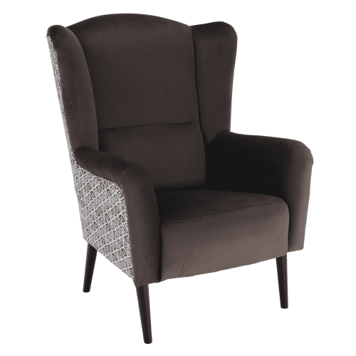 Dizajnerska fotelja, Baršunasta tkanina smeđa/Terra uzorak, BELEK