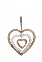 Ozdoba závěsná srdce 14,5x15 cm dřevo