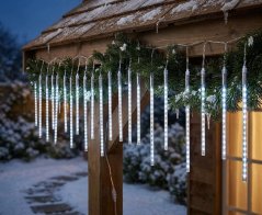 MagicHome Weihnachts-Eiszapfenkette, 720 LED kaltweiß, 24 Eiszapfen, Wasserfalleffekt, 230 V, 50 Hz, IP44, außen, Beleuchtung, L-7,50 x 0,30 m