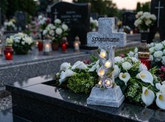 Dekoracja MagicHome, Krzyż, LED, polyresin, na grób, solar, 15x9,5x32 cm