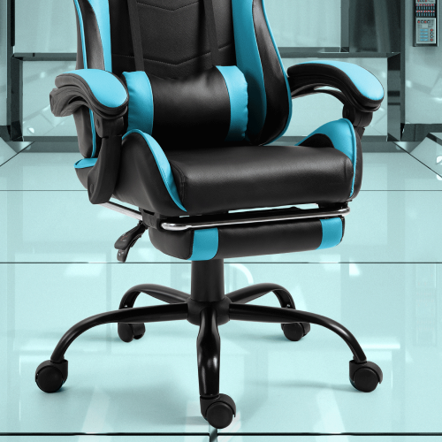 Büro-/Gamingstuhl mit Untergestell, schwarz/blau, TARUN