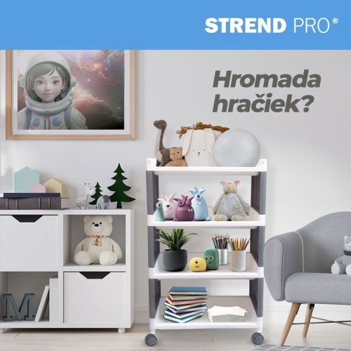 Półka MagicHome Rolly, plastik, 4 półki, 49x29x75,5 cm, na kółkach (akce)