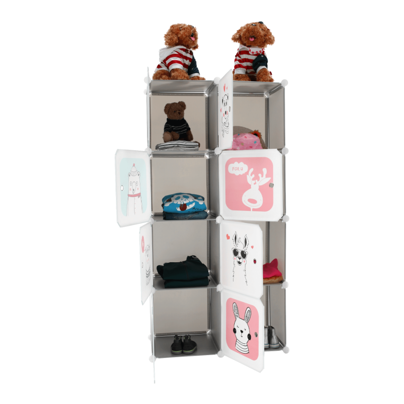 Modularer Kleiderschrank für Kinder, Grau/Kindermuster, ATREY