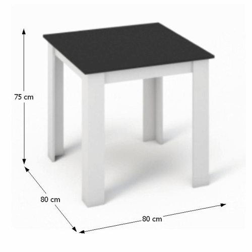 Stół do jadalni, biały/czarny, 80x80 cm, KRAZ