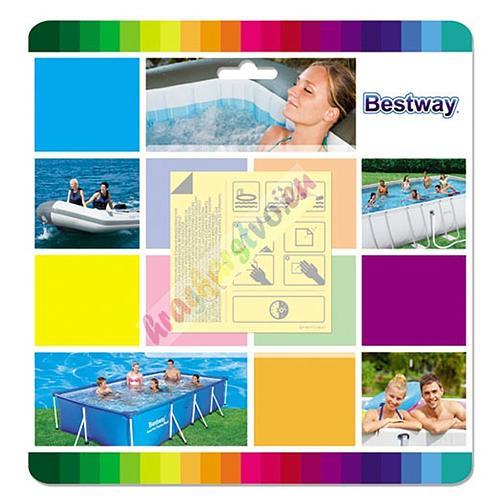 Bestway® 62091 komplet za popravilo bazena in napihljivega bazena, 10 kosov, 65x65 mm