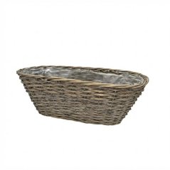 Dekorácia/obal prútie 49x20x18 cm ovál sivý (akce)