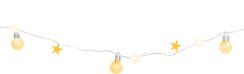 MagicHome Christmas Ball lanac, 20 LED topla bijela, s kuglicama i zvjezdicama, zlatna, 2xAA, jednostavna rasvjeta, rasvjeta, L-1,9 m