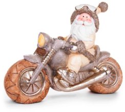 Świąteczna dekoracja MagicHome, Święty Mikołaj na motocyklu, ceramika, 47x18,5x34 cm