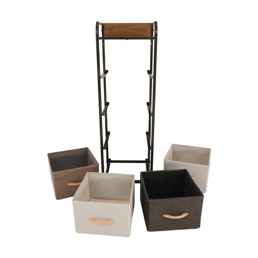 Kommode mit Stoffschubladen, beige/braun, HAZEL TYP 1