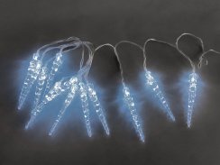 Řetěz MagicHome Vánoce Icicle, 12x LED studená bílá, 12 rampouchů, 3xAA, IP44, exteriér, osvětlení, L-2,20 m