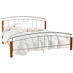 Krevet, drvo joha/srebrni metal, 140x200, MIRELA