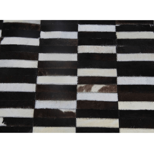 Luxus-Lederteppich, braun/schwarz/weiß, Patchwork, 69x140, LEDERTYP 6