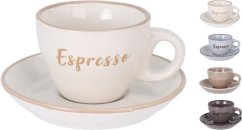 Csésze és csészealj 100 ml-es eszpresszó kőedény készlet, mix