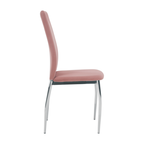 Scaun de masă, ţesătură de catifea roz / crom, OLIVA NEW
