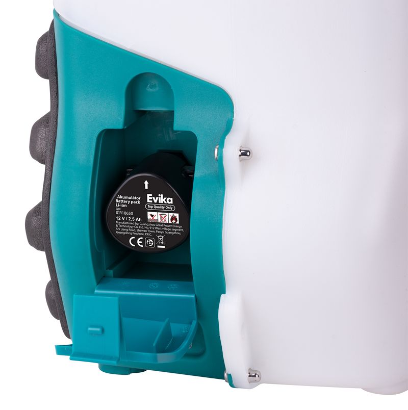 Sprühgerät Evika DJ160, 16 Liter, 10,8 V, Lithiumbatterie, wiederaufladbar, auf der Rückseite
