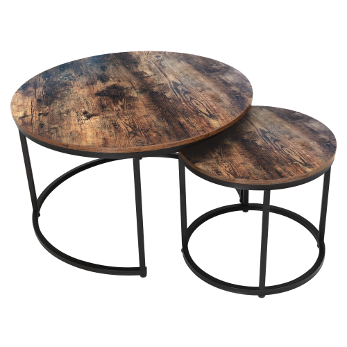Măsuţe de cafea, set de 2, nuc/negru, CIRKO
