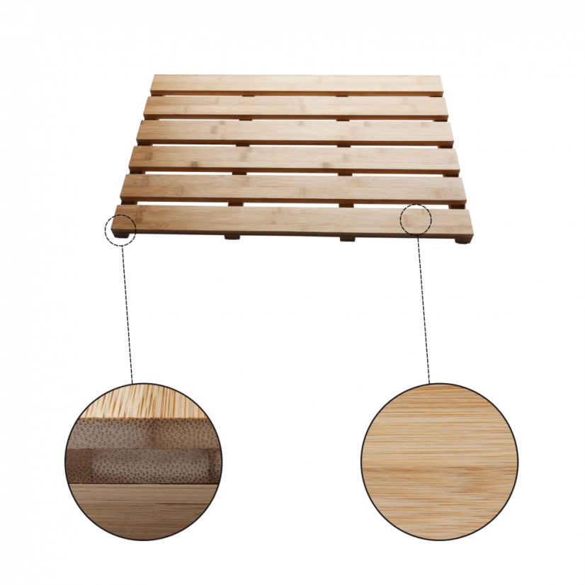 Rutschfeste Matte für das Badezimmer, naturlackierter Bambus, KLERA