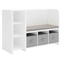 Półka z ławką, biało-szara, BENKO