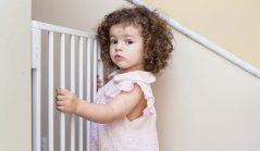 Bezpečnostná zábrana, 74-105 cm, pre schody a dvere, oceľ, prídavné panely, biela, ECOTOYS