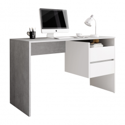 PC-Schreibtisch, Beton/weiß matt, TULIO