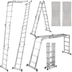 Scara articulată din patru secțiuni, cu 4 x 4 trepte și platformă, 470 cm, 17,6 kg, GEKO