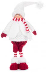 Figura MagicHome Crăciun, Băiat, material, roșu-alb, 22x13x57 cm