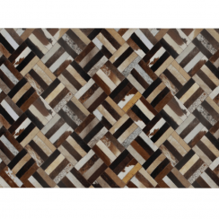 Luksuzni kožni tepih, smeđa/crna/bež, patchwork, 70x140, KOŽA TIP 2