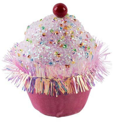 Dekoracja MagicHome Christmas Candy Line, muffinka, różowa, wisząca, 7x7x11 cm