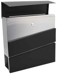 Briefkasten 37x10x37cm, rechteckig schwarz und silber, XL-TOOLS