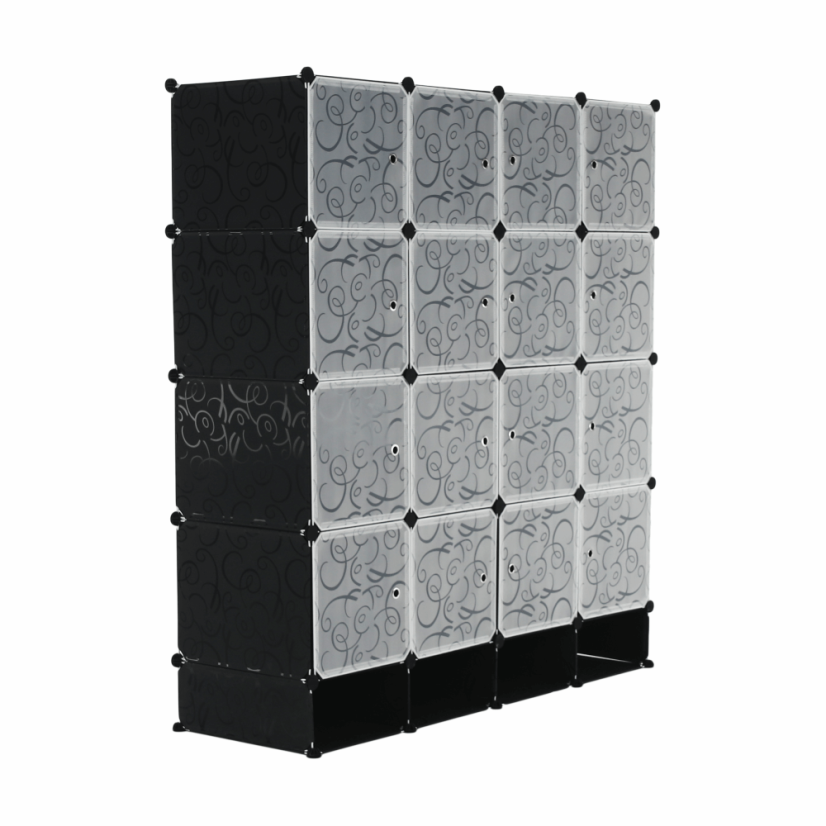 Modularni ormarski organizator, crna/mliječno bijela, RODAN TIP 2