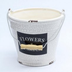 Obal na květináč kbelík s rukojetí 16x15,8x15 cm dolomit