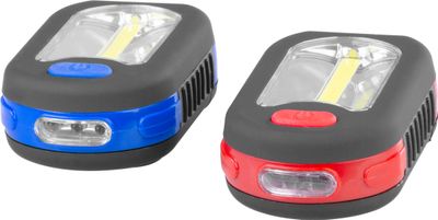 Strend Pro Lampa robocza, wisząca, LED 200 lm, magnes, z klipsem, czerwono-niebieska, 3x AAA, Sellbox 12 szt.
