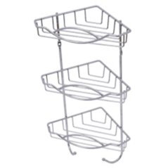 Badezimmerregal 3-stufig + Eckaufhänger Chrom 22,5x14,8x43 cm
