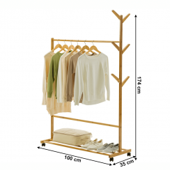 Mobiler Kleiderbügel, Bambus, Breite 100 cm, VIKIR TYP 3