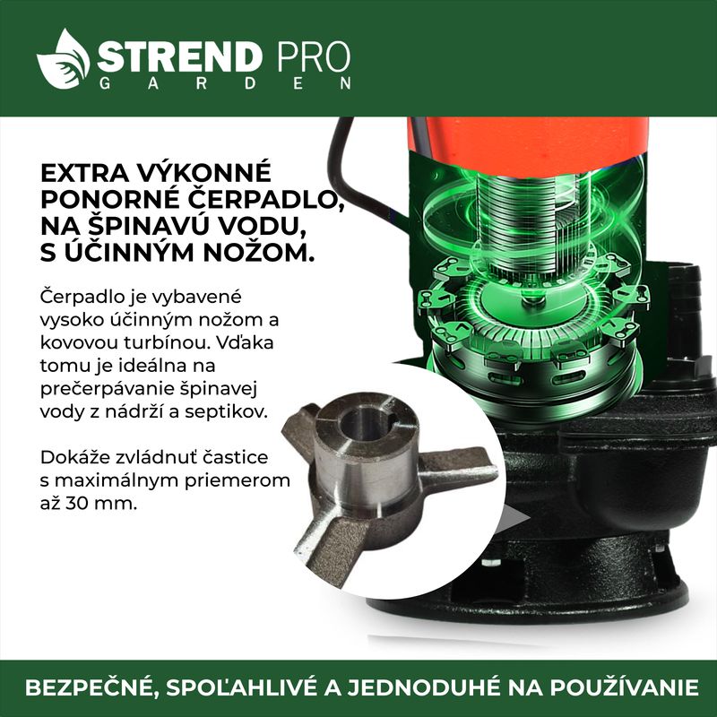 Pumpa Strend Pro Garden, 900W, 20000 l/h, kabel 10 m, mulj, sa nožem, za septičku jamu-POSEBNA PONUDA