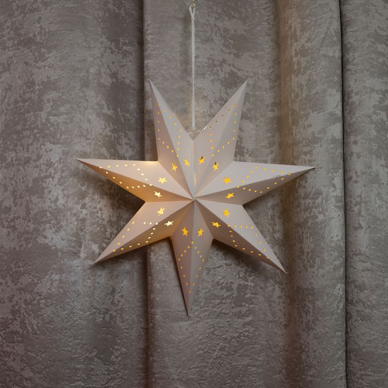 MagicHome Weihnachtsdekoration, Stern, Papier, 10 LED warmweiß, 2xAA, einfache Beleuchtung, 40 cm