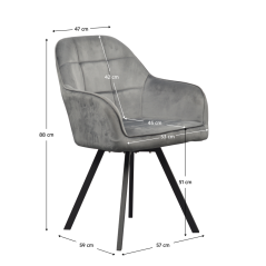 Otočné jedálenské kreslo, tmavosivá Velvet látka, SAMANTA