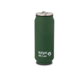 Cană termică cu pai, 500 ml, din oțel inoxidabil, verde NAVA