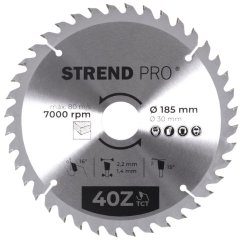 Tarcza Strend Pro TCT 185x2,2x30/20 mm 40Z, do drewna, piły, plastry SK