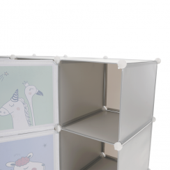 Dětská modulární skříň, šedá/dětský vzor, HAKON
