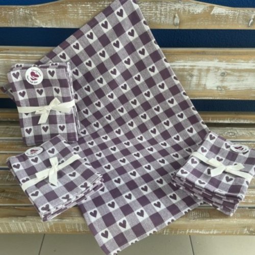 Kuhinjske brisače bombažno tkane Super soft vijolične 3kos, 50x70cm, 270g/m2
